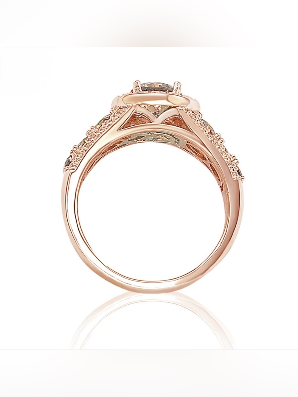Suzy Levian Bridal Rose Sterling Silver Cubic Zirconia Engagement Ring - NWT - Picture 4 of 4